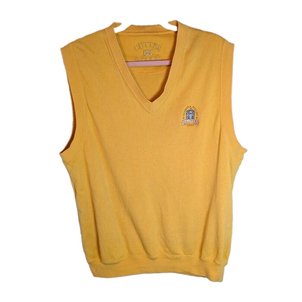 Vintage Cutter & Buck 2003 US Open Olympia Fields Sweater Vest XL Yellow USA